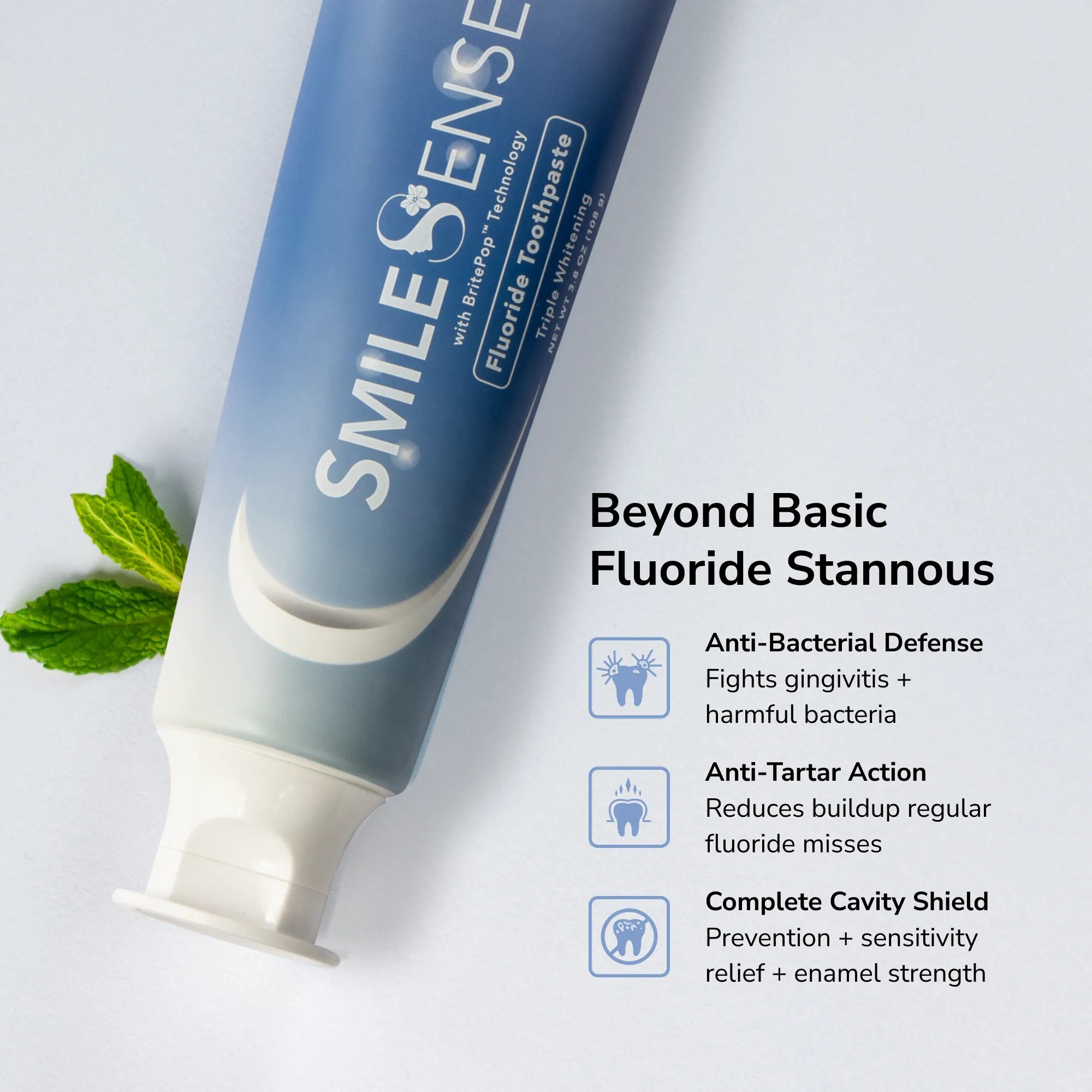 SimleSense Fluoride Toothpaste product benefits.